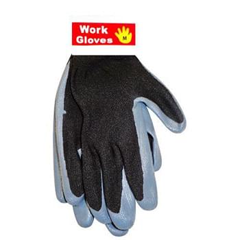 1 Pair Medium Black Work Gloves Plastic