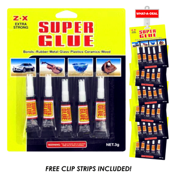 24pc 3 pack Super Glue with 2 clip strips