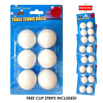 24pc Ping Pong Balls 6 pack with 2 clip strips
