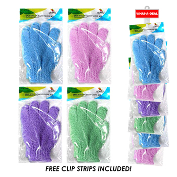 24pc Nylon Bath Glove with 2 clip strips