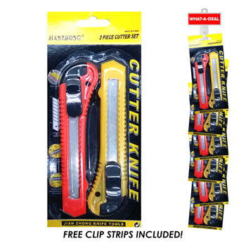 24pc Box Cutters 2 Pack with 2 clip strips