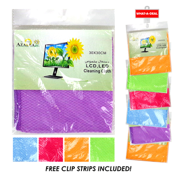 24pc LCD Cleaning Cloth with 2 clip strips