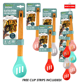 36pcs Ideal Kitchen Silicone Spoon Slotted with 3 clip strips