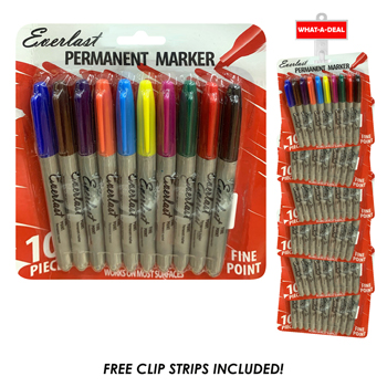 36pcs 10 Pack Color Markers  with 3 clip strips