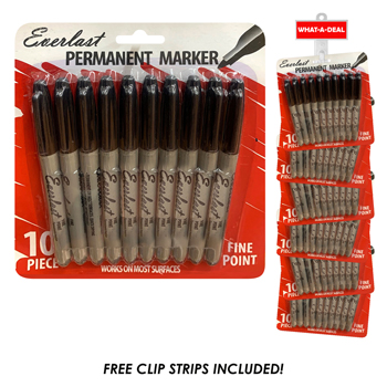 36pcs 10 pack Black Permanent Markers  with 3 clip strips