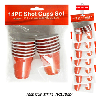 36pcs 12 PC Shot Cups + 2 Balls 2 oz each 2" cups with 3 clip strips