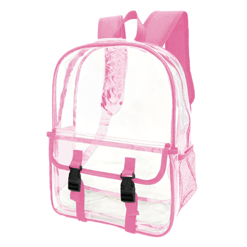 Clear Backpack with Pink Trim