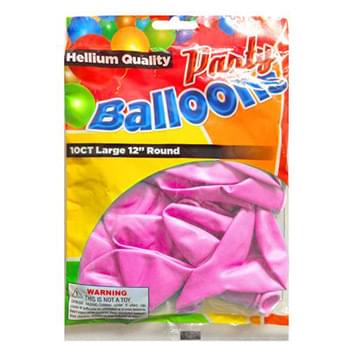 10 Pc 12" Pink Round Balloons