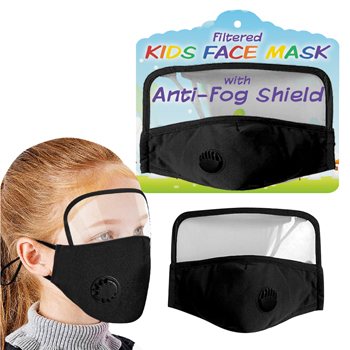 Kids Black Face Mask with Anti-Fog Shield