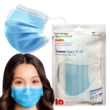10 Pack Kids Blue 3 Ply Face Masks
