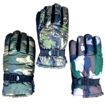 Camo Men's Ski Gloves. 3 assorted patterns