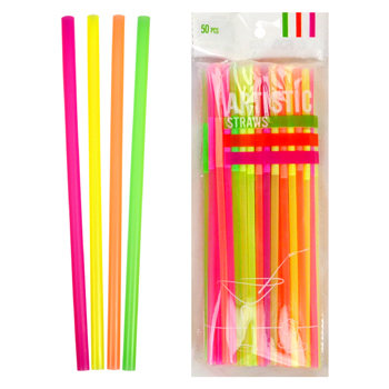50 pack Extra Long Neon Straws