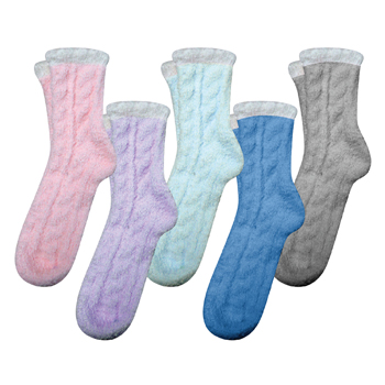 Ladies Solid Color Cozy Socks
