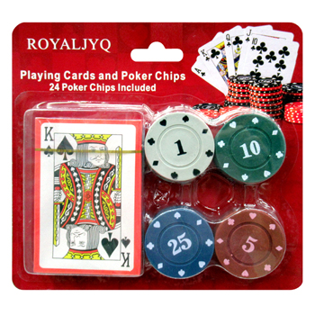 Playing Cards & 24 Poker Chips