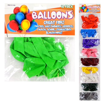 10 pack 10" Balloons ( 12 assorted colors)