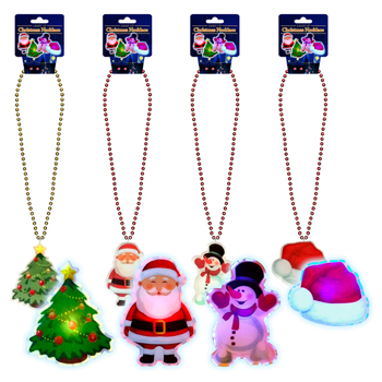 Christmas Flashing Necklace 4 assorted