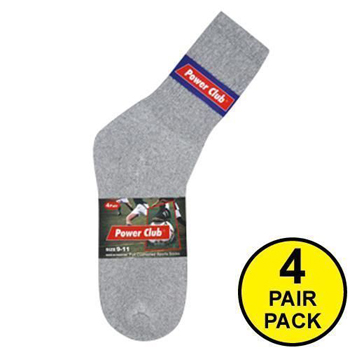 4 Pair Pack Crew + Grey Plain Socks