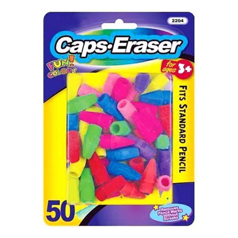 Pencil End Neon Eraser CAPS 50 Pack