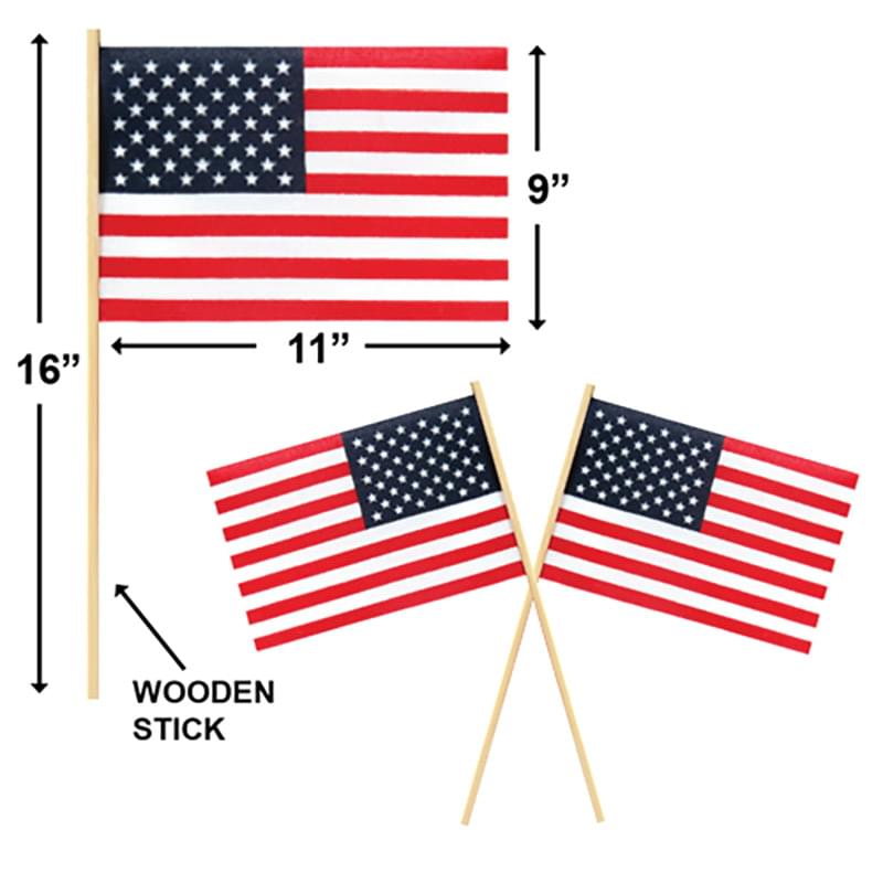''USA FLAG with Plastic Pole 18x11.5''''''
