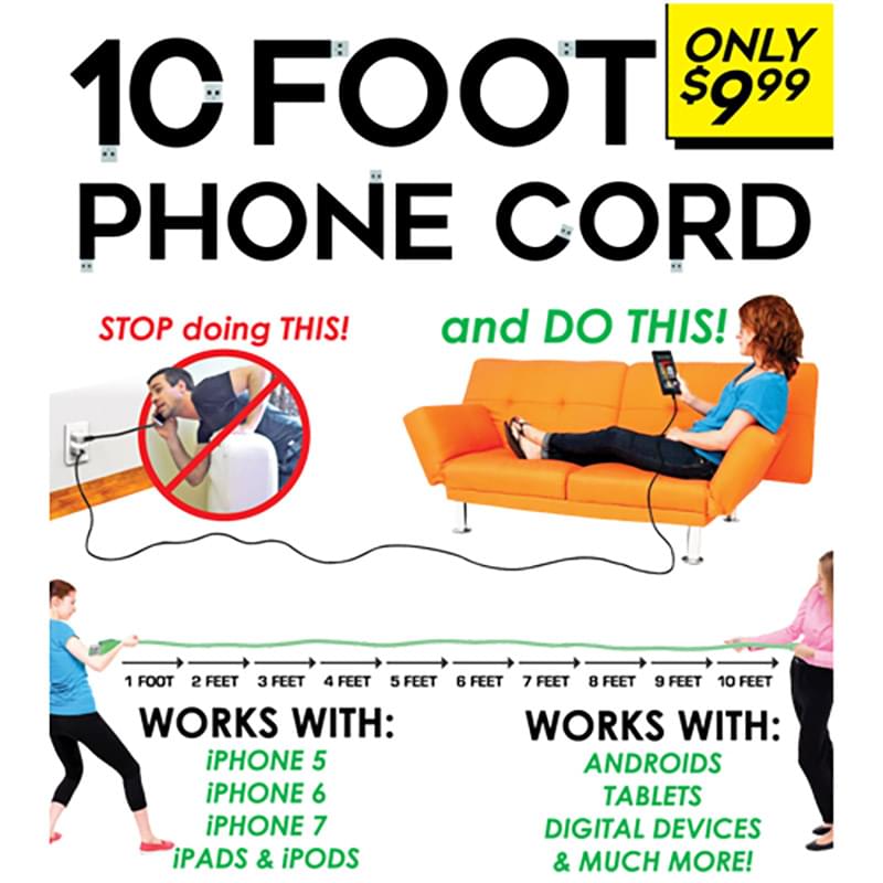 Top SIGN For 10 Ft Phone Cords