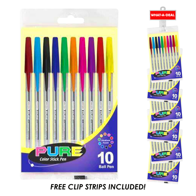 24pc 10 pack Neon PENs with 2 clip strips