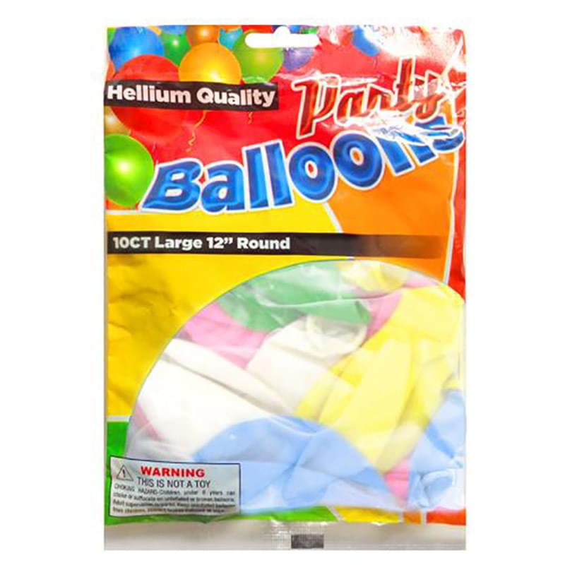 ''10 Pc 12'''' Assorted Round Colors BALLOONs''