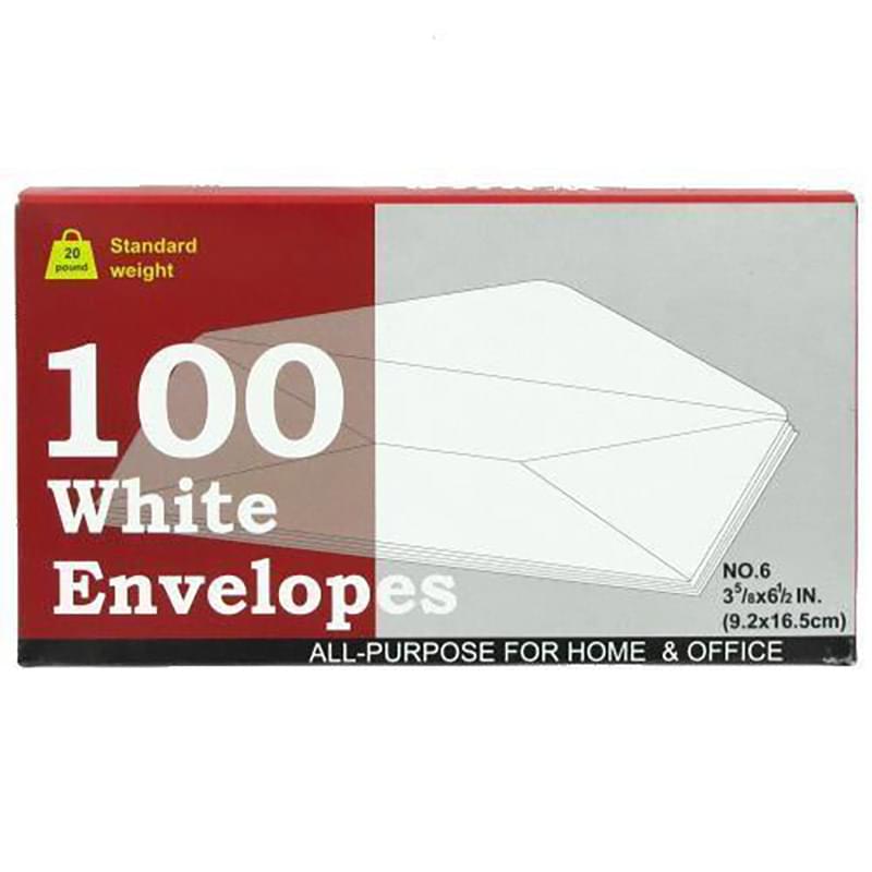 100Ct #6 White Gummed Envelope