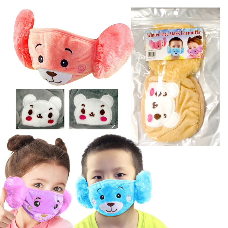 Kids Winter ANIMAL Face Mask & Earmuffs