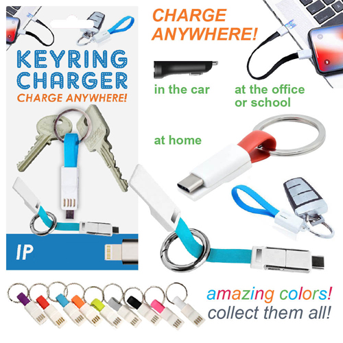 Iphone type Key RING Charger assorted colors