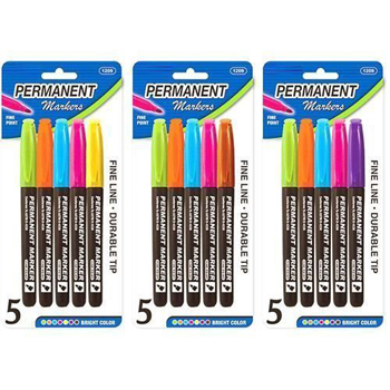 Colors Fine Tip Permanent Markers 6 Pack