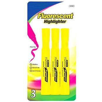 Yellow Fluorescent Highlighters 3 pack