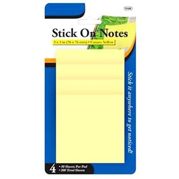 Yellow Stick Notes 4 Pack 50 Ct. 3 X 3