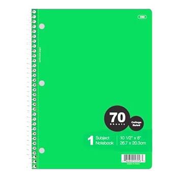 1 Subject Spiral Notebook 70 Sheet