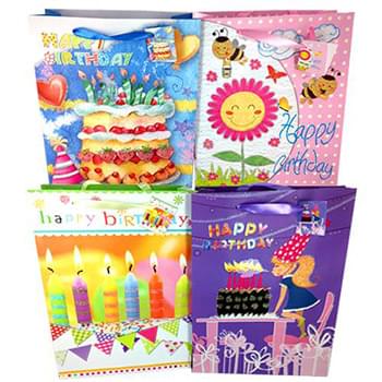 Medium Birthday Glitter Bags Assorted Designs