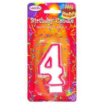 B-Day Candle Red Numeral #4