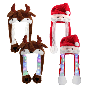 Christmas Long Light Up Santa & Reindeer Hats