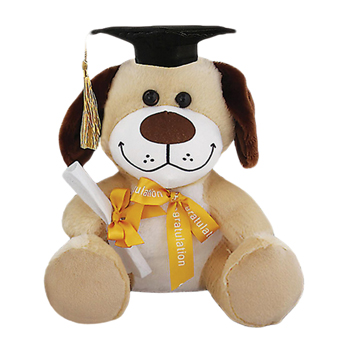 10" Plush Graduation Dog with Black Cap