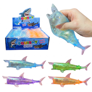Squishy 7" Sharks  4 colors  12 per PDQ