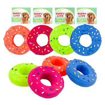 5.3" Donut Dog Toy - 4 colors