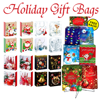 144pc Holiday Xmas Gift Bag Display