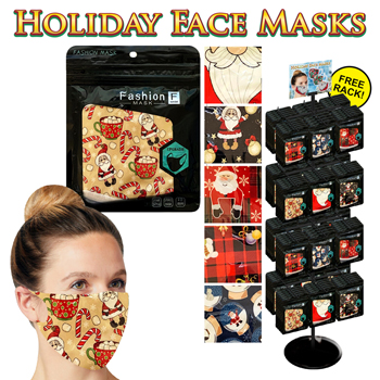 288 Pc Christmas Design Face Mask Display