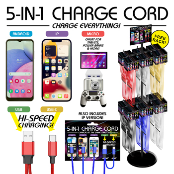 72pc 5IN1 Fast Charging Phone Cord Display
