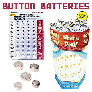 96pc 40 Pack Button Batteries Display