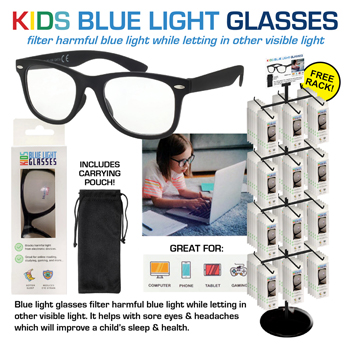 120pc Kids Blue Light Glasses Display