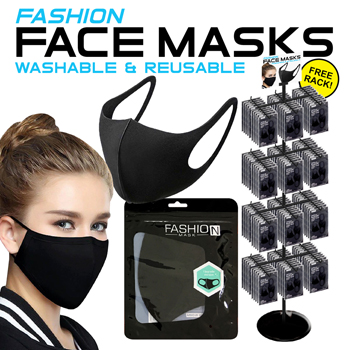 288 Pc Black Reusable Face Mask Display