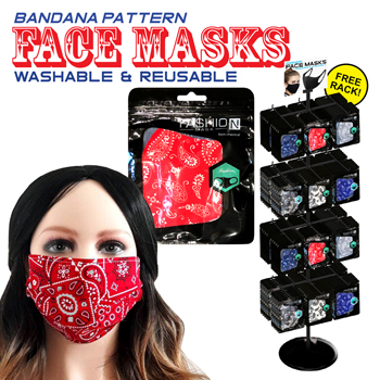 288pc Bandanna Print Face Mask Display