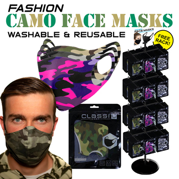 288pc Face Mask Camo Style Display
