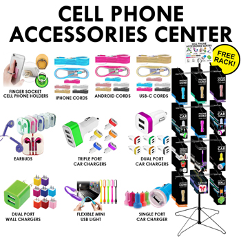 144pc Cell Phone accessories spinner display