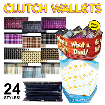 96pc Clutch wallets display