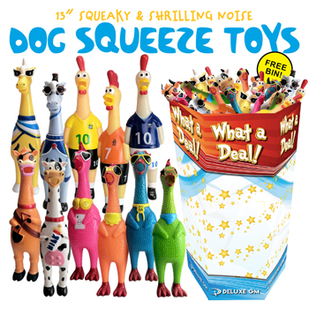 96pc Pet Toy Squeeze & Shrill 13" each Display